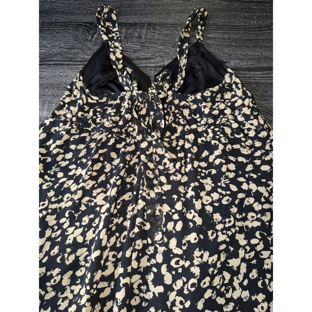 Decree Womens Small Black Cream Floral High Low Maxi Dress V-Neck Boho Tie Back - Picture 8 of 8